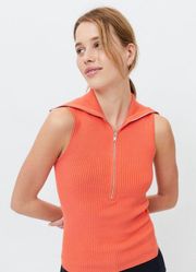 Talia Zip-Front Sleeveless Sweater NWT