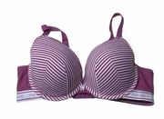 Cacique Boost Plunge Underwire Striped Pink White Molded Padded Cups Size 42C