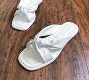 Louise Et Cie • Abaleena Slide Sandal knot strap Optic White leather square toe