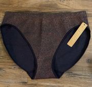 NWT SKIMS Glitter Swim Mid Waist Bikini Bottom Brown Cocoa Size S Small