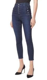 J. Brand Button Fly Natasha Sky High Cropped Skinny Jeans Blue Bluebird Size 30