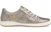 JOSEF SEIBEL Caren 01 Sneaker Platin Metallic Leather Lace Up Womens Size 36 5.5