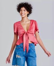 Rose Front Tie Blouse