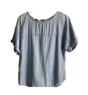 MNG  Oversized Chambray Short Sleeve Top