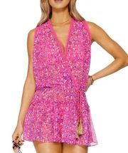 Ramy brook hot pink sheer coverup dress Sz M