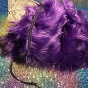 Money Bag Purple Faux Fur Fuzzy Wallet Drawstring Handbag Fluffy Y2K
