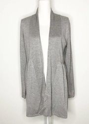 Vila Milano Gray Open Front Cardigan Pleated Back Tie Medium