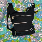 #NWOT# Baggalini Tripple Zipper Black Nylon Crossbody bag