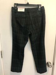 NWT  Signature straight leg ankle pants plaid green navy trousers work