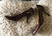 SAM & LIBBY Shiny Brown Heels S 9.5