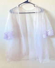 Vintage JCPenny Sheer Lavender Lace Lingerie Cardigan