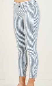 PAIGE Verdugo Crop White & Blue Striped Raw Hem Skinny Jeans Size 27 Women’s