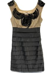 New Lucy & Co Ruffle Spiral Sleeveless Tiered Mini Dress Black Nude