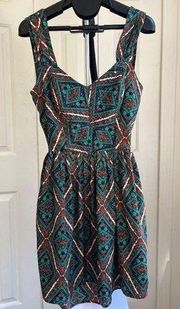 Band of Gypsies Open Back Lace Summer Spring Dress Geometric Pattern, Size S