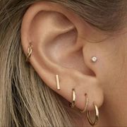 14k Gold Plated, Small Stud and Hoop Earrings