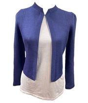 ST JOHN Cardigan Clasp Front Puff shoulder Periwinkle Size Small