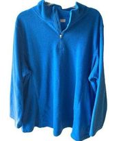 Quarter 1/4 Zip Collared Fleece Blue Pullover Sweater, Size 1X