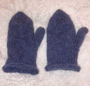 HAND KNIT BLUEISH PURPLE WINTER MITTENS ADULT WOMEN TEENS