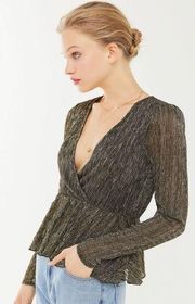 UO Kenzie Sparkly Surplice Peplum Top