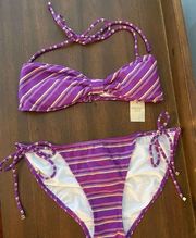 American Eagle Purple Gold StringBikini Bathing Suit Medium Bottom/Small Top NEW
