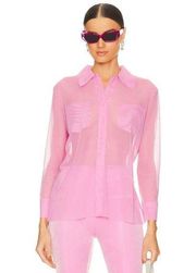 NORMA KAMALI Nk Shirt in Candy Pink XSmall New Womens Sheer Blouse Top