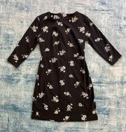 Old Navy Black White Gray Long Sleeve Floral Print Dress Size Small