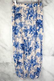 By Anthropologie Floral Balloon Leg Oversized Joggers Lounge Pants Blue Boho XXS