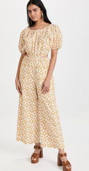 Rebecca Taylor Floral Wide Leg Poplin Jumpsuit in Lattice Fleur Honey Combo 0