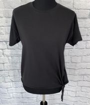 underwood women XS black Crewneck short sleeve shirt w/side tie