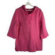 Soft Surroundings Cozumel Henley Pullover Hoodie Pink T Snap Terry Women’s Sz L