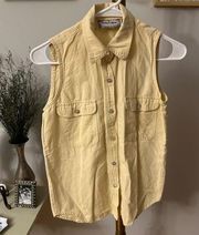 Womens sleeveless button up shirt by Jonathan Martin size small