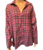 ASOS Purple Plaid Tartan Flannel Button Up Long Sleeve Grunge Classic Punk Shirt