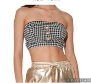 Houndstooth Bandeau Cropped Top black white size S NWT $118