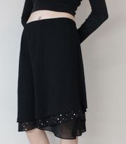 Y2K Grunge Goth Black Embellished Sequined Beaded Tiered Mini Skirt