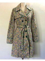 Vintage y2k 2005  odille Rosa canina floral trench coat