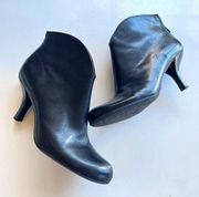 Franco‎ Sarto Mira Black Leather Ankle Boots Heel Split Front Shoes Size 8.5M