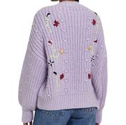 River Island Cardigan Lavender Embroidered Balloon Sleeve Open Front, size Small