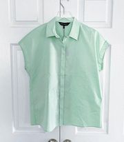 ($15) Ming Wang Pleated Back Button-Up Blouse in Mint