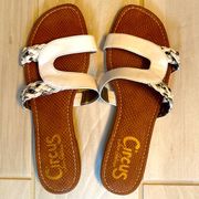 Circus by Sam Edelman|| white/silver braided flat sandals.  Size 9-10.