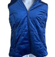 Jessica London Woman Hooded Vest Coat Lined Front Zipper Jacket Size 14/16 Blue