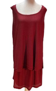 NWT - VINTAGE  Red 2 Piece Knit Tank & Skirt Set Size 14/16