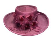 Vintage Something Special Burgundy Rosette Wool Felt Top Hat