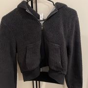 American apparel fur teddy crop hoodie jacket large