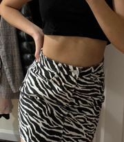 Zebra Print Denim Skirt