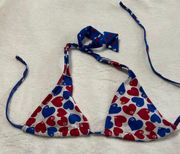 OP ocean pacific bikini red white and blue hearts. Preloved, nonsmoking home. Size large both pieces