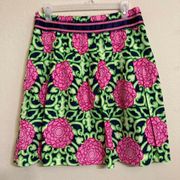 Floral Green and Pink Knee Length Skirt Size 6