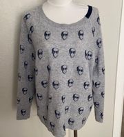 360 Cashmere Skull Pullover Gray Cashmere Sweater