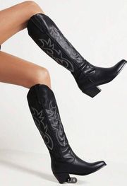 Black Leather Cowboy Boots