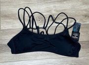 California Waves Women's Black Textured Ribbed Strappy Bikini Swim Top sz M