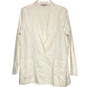 VTG Rafaella Blazer Jacket 100% Linen 80's Single Button Collared Ivory Large